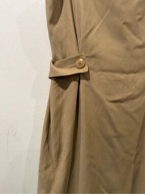 Talbots Tan Midi Skirt with Button-Tab Detail